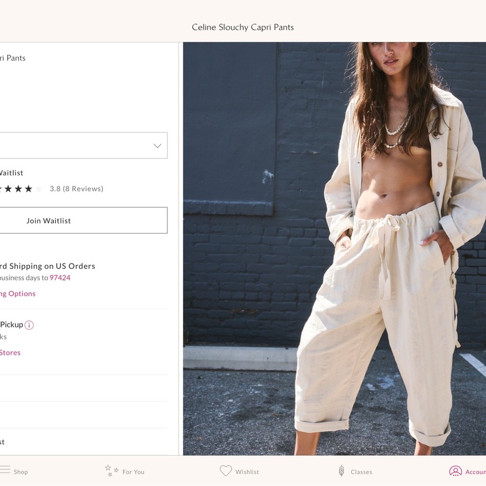 Free People Celine Slouchy Capri Pants.